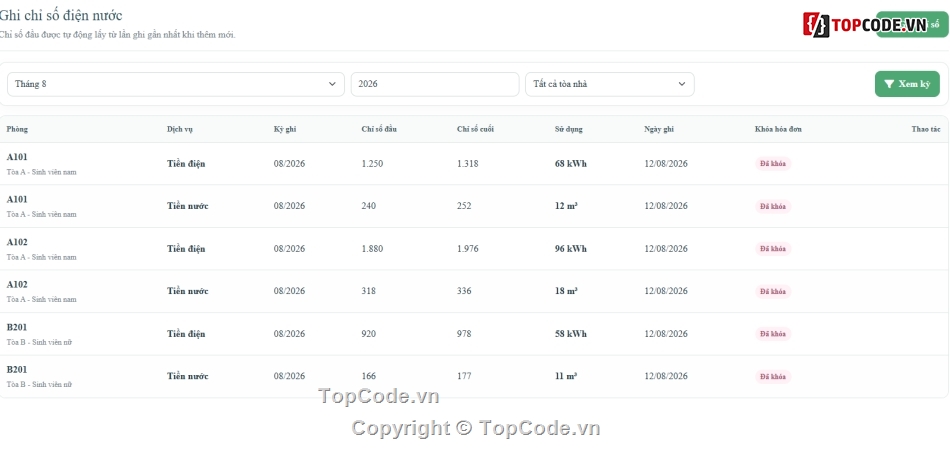 Website quản lý,quản lý ký túc xá,quản lý ký túc